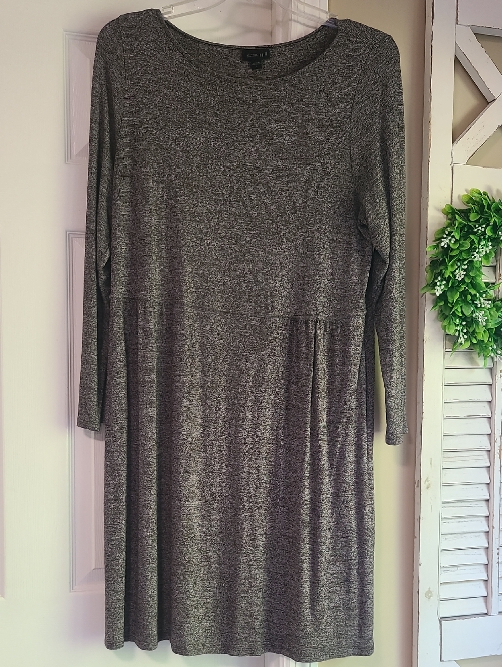 J. Jill Heathered Gray Long Sleeve Knit Dress Sz L